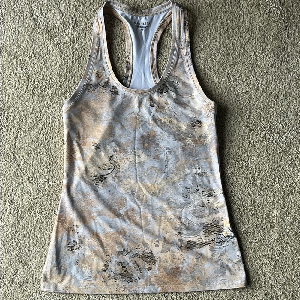 Athleta Women's Cream and Gray Tank Top